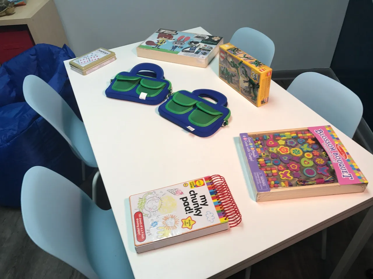 Activity supplies available for children at the Angel Visitation Center