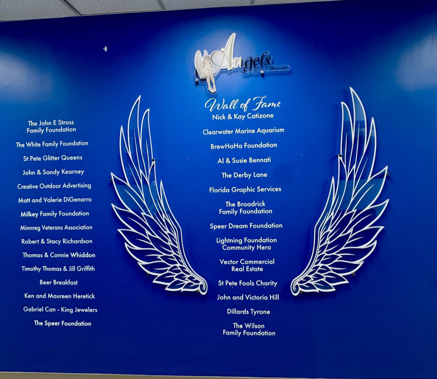 Angels Against Abuse Wall of Fame — honoring the donors who have sustained our mission for 19 years